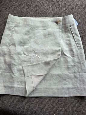 J. Crew Light Pale Green Wrap-Front Mini Skirt